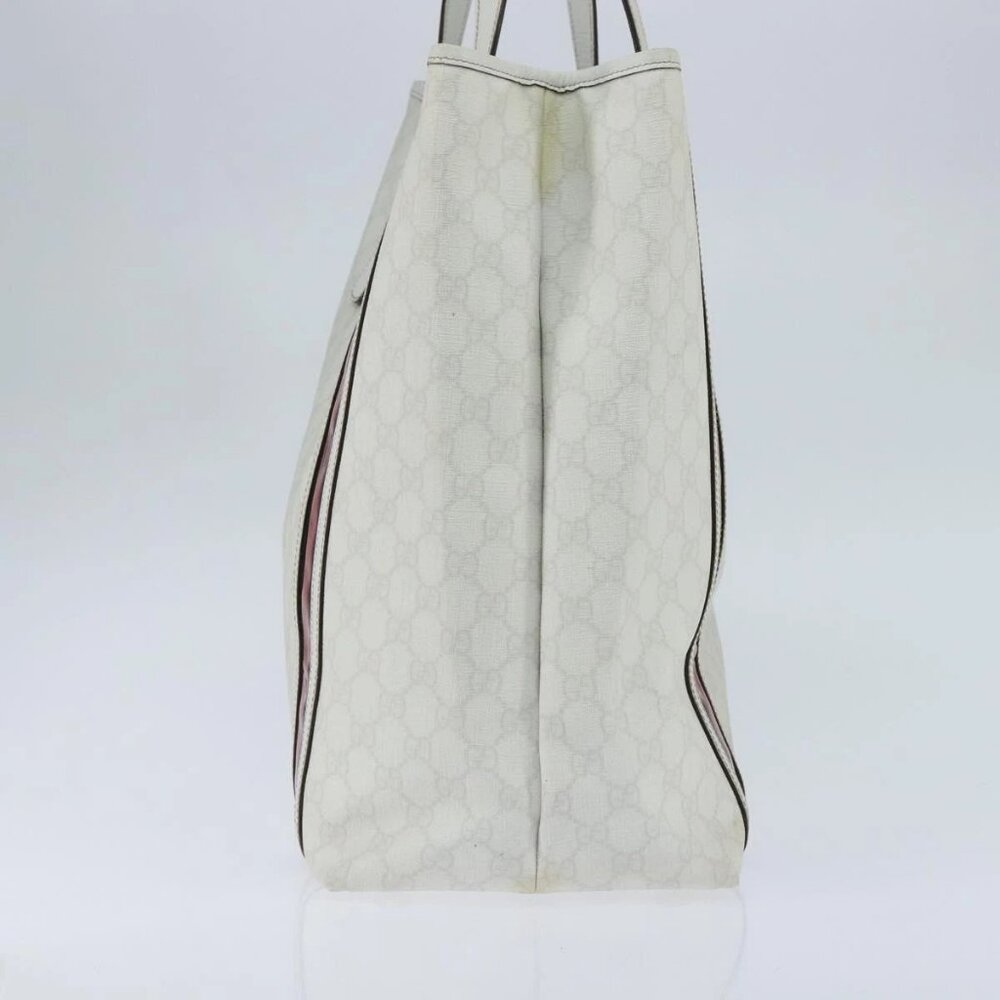 GUCCI GG Supreme Sherry Line Tote Bag PVC Leather Red White Navy Auth bs30498 - Picture 6 of 15
